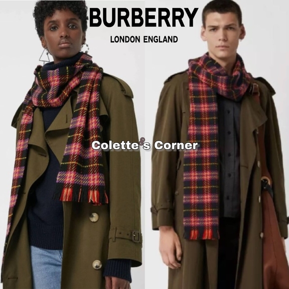 Burberry Multicolor Check Merino Wool Black Plaid Scarf - Picture 7 of 8